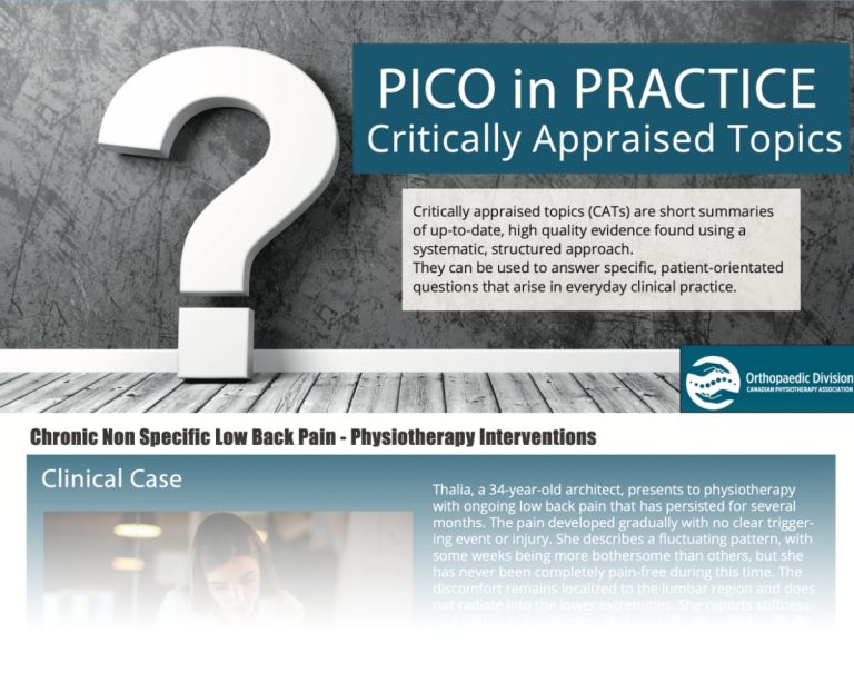 New PICO in Practice - National Orthopaedic Division of the Canadian ...